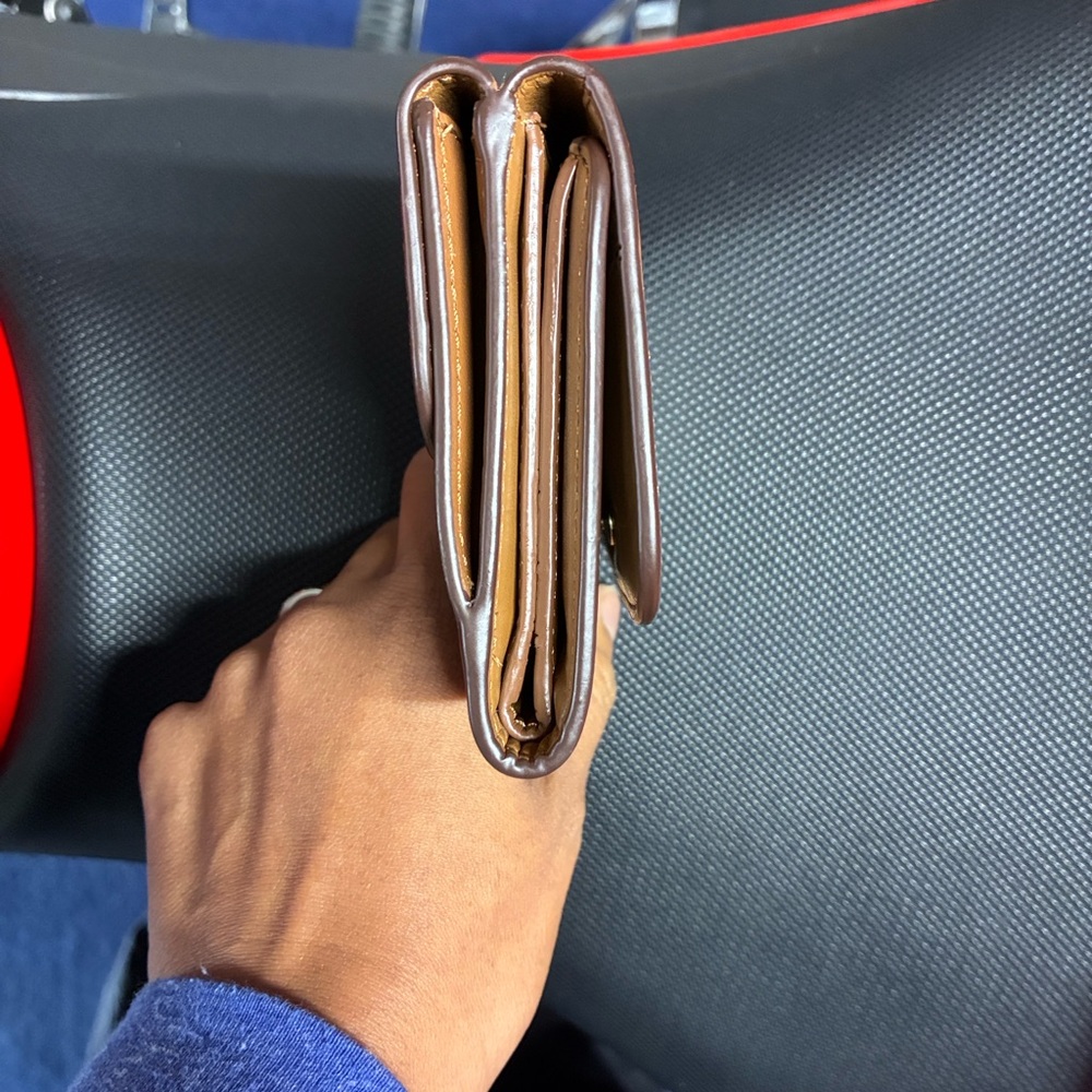 Coach Brown and Gold Compact Tri-Fold Wallet - Picture 7 of 14